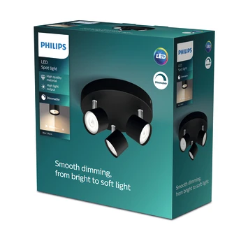 Philips Opbouwspot Star 3-lichts Zwart 3 Philips Opbouwspot Star 3-lichts Zwart - Afbeelding 2
