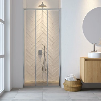 Sealskin Hooked Driedelige Schuifdeur 95x200 Cm, 6 Mm Helder Veiligheidsglas Met Antikalklaag Zilver Hoogglans 3 Sealskin Hooked Driedelige Schuifdeur 95x200 Cm, 6 Mm Helder Veiligheidsglas Met Antikalklaag Zilver Hoogglans