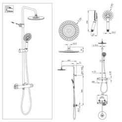 Tiger Regendoucheset Akcent Met Thermostatisch Kraan Zwart -Gamma 123 2162