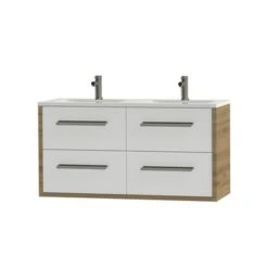 Tiger Badkamermeubel Boston 120cm Chalet Eik/wit Met Grepen RVS -Gamma 123 2263