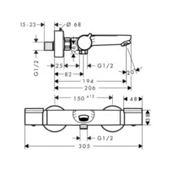 Hansgrohe Thermostatische Badkraan Versostat2 Chroom 15 Cm -Gamma 123 2422