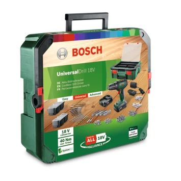 Bosch 18V Accuboormachine UniversalDrill Systeembox Met 241 Accessoires (incl. 2 Accu's 1.5Ah + Lader) 9 Bosch 18V Accuboormachine UniversalDrill Systeembox Met 241 Accessoires (incl. 2 Accu's 1.5Ah + Lader) - Afbeelding 7